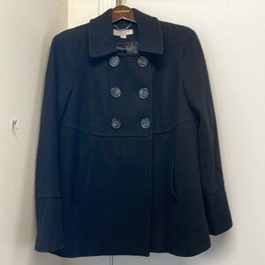 Black Wool Double Breasted Maternity Peacoat
